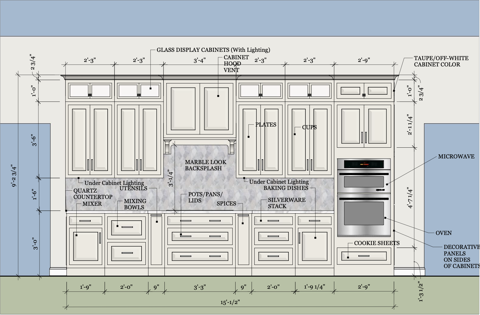 Kitchen elevation design by Elizabeth Hall Designs. Ocean Springs, MS